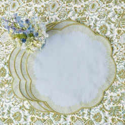 Mrs. Alice Placemats|Alathea Blue & Green Linen Placemats (Set Of 4)