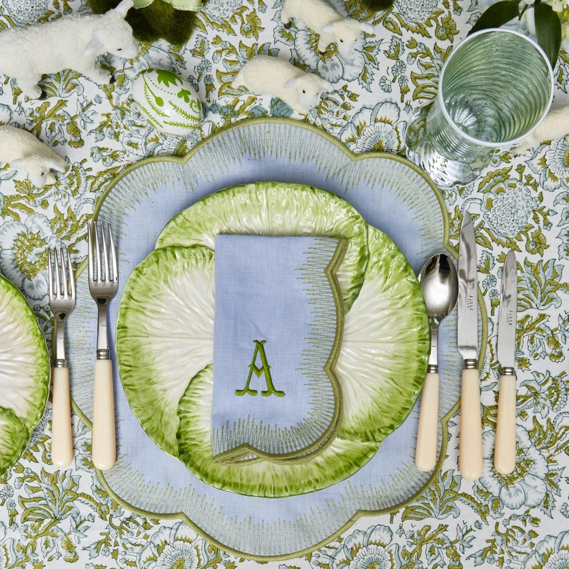 Mrs. Alice Placemats|Alathea Blue & Green Linen Placemats (Set Of 4)