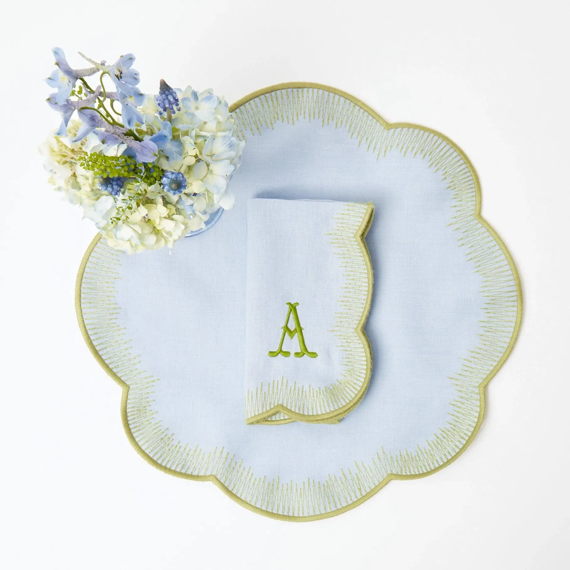 Mrs. Alice Placemats|Alathea Blue & Green Linen Placemats (Set Of 4)