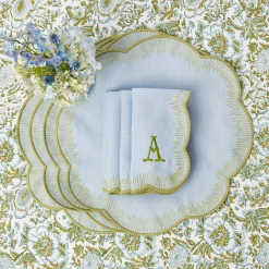 Mrs. Alice Napkins|Alathea Blue & Green Linen Napkins (Set Of 4)
