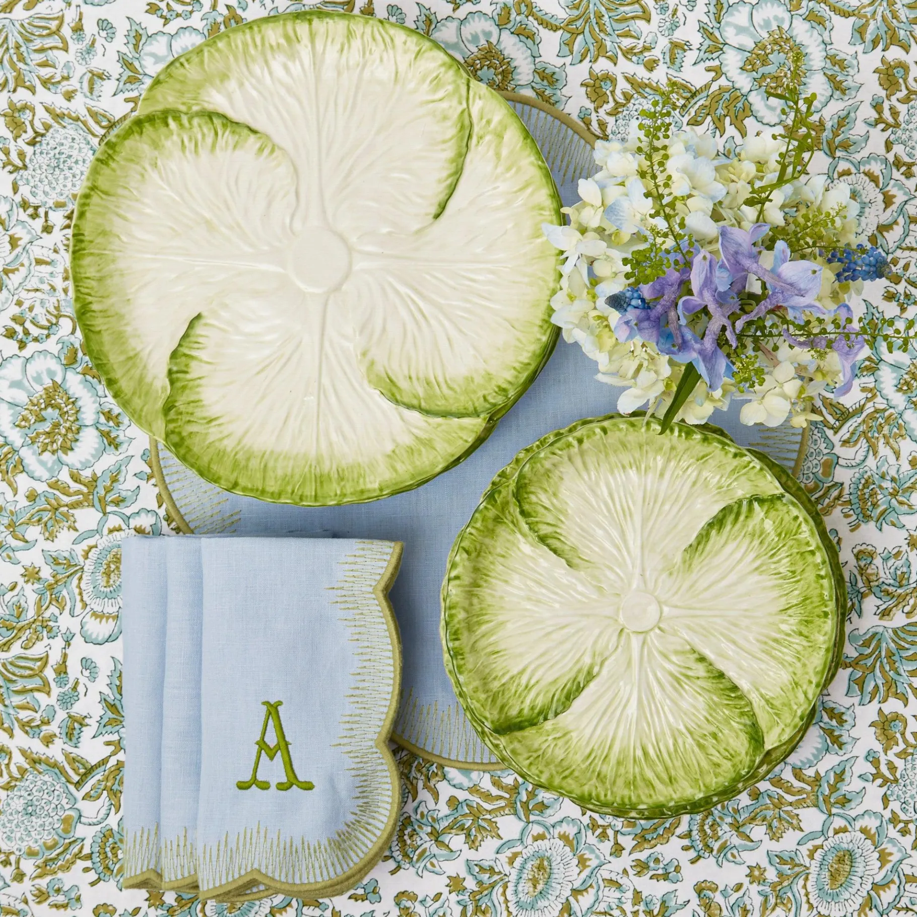 Mrs. Alice Napkins|Alathea Blue & Green Linen Napkins (Set Of 4)