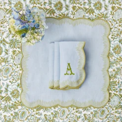 Mrs. Alice Napkins|Alathea Blue & Green Linen Napkins (Set Of 4)