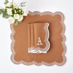 Mrs. Alice Table Linen Sets|Alathea Caramel Linen Placemats & Napkins (Set Of 4)