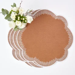 Mrs. Alice Table Linen Sets|Alathea Caramel Linen Placemats & Napkins (Set Of 4)