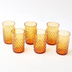 Mrs. Alice Glasses|Amber Hobnail Glasses (Set Of 6)