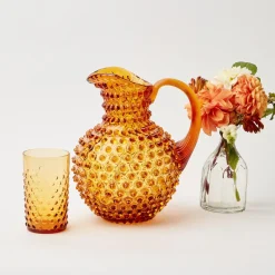 Mrs. Alice Glasses|Amber Hobnail Jug And Glasses (Set Of 6)