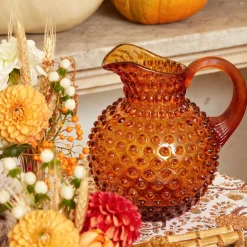 Mrs. Alice Glasses|Amber Hobnail Jug And Glasses (Set Of 6)