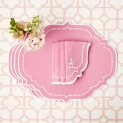 Mrs. Alice Table Linen Sets|Amelie Pink Placemats & Napkins (Set Of 4)