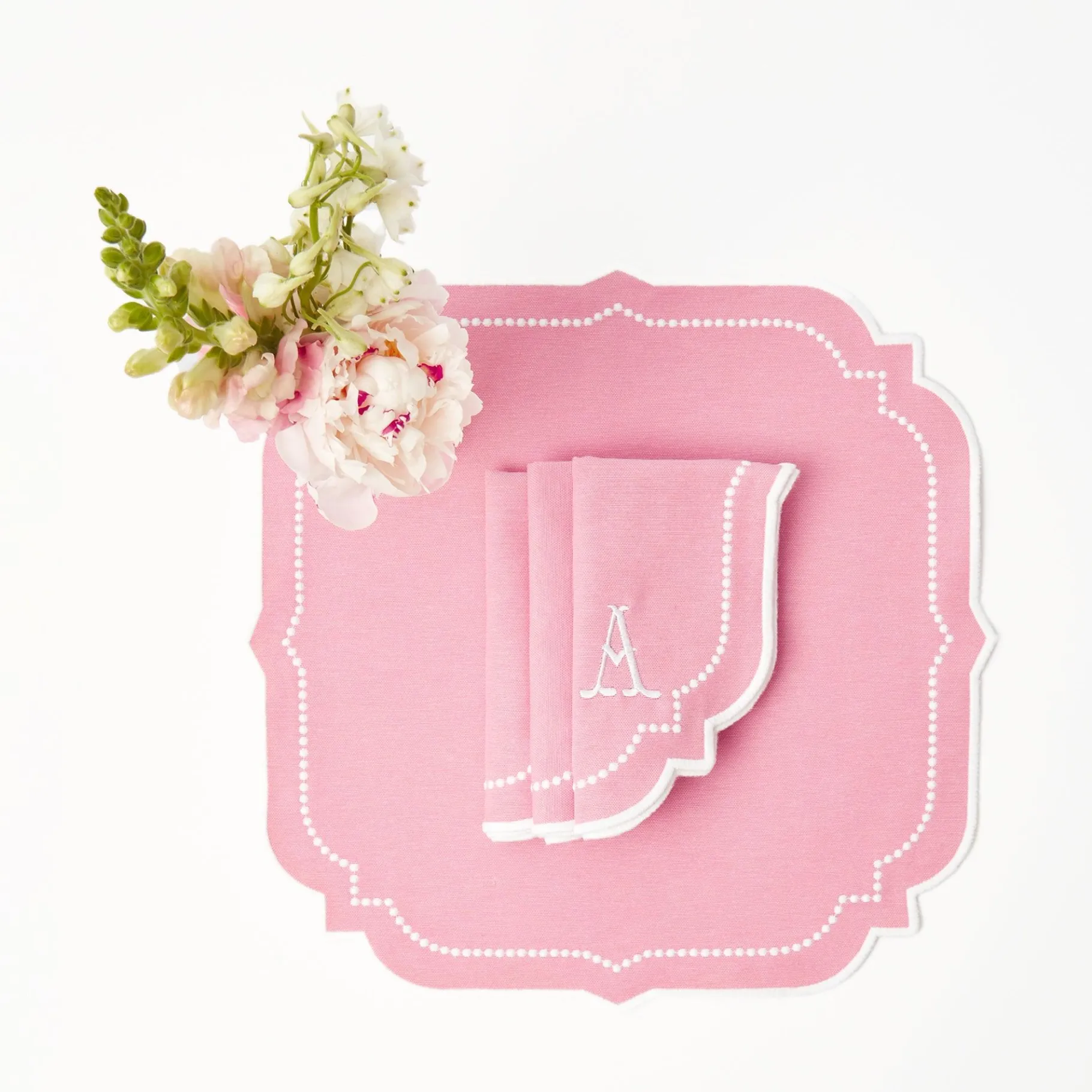 Mrs. Alice Table Linen Sets|Amelie Pink Placemats & Napkins (Set Of 4)