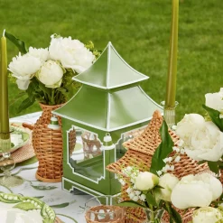 Mrs. Alice Candle Holders|Apple Green Pagoda Lantern