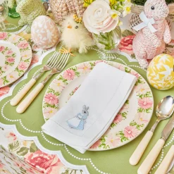 Mrs. Alice Napkins|Assorted White Linen Rabbit Napkins (Set Of 4)