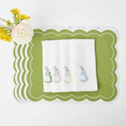 Mrs. Alice Napkins|Assorted White Linen Rabbit Napkins (Set Of 4)