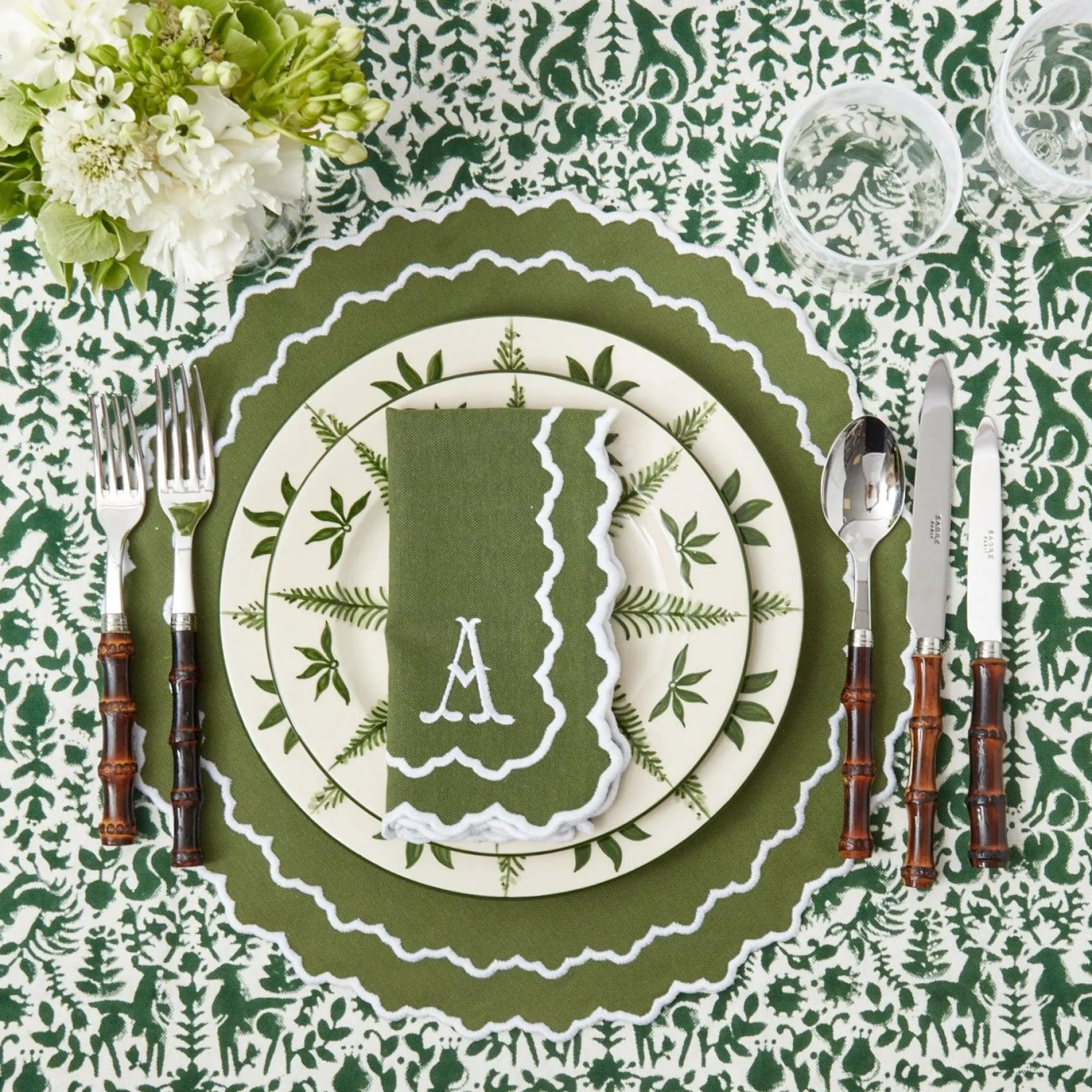 Mrs. Alice Napkins|Beatrice Forest Green Napkins (Set Of 4)