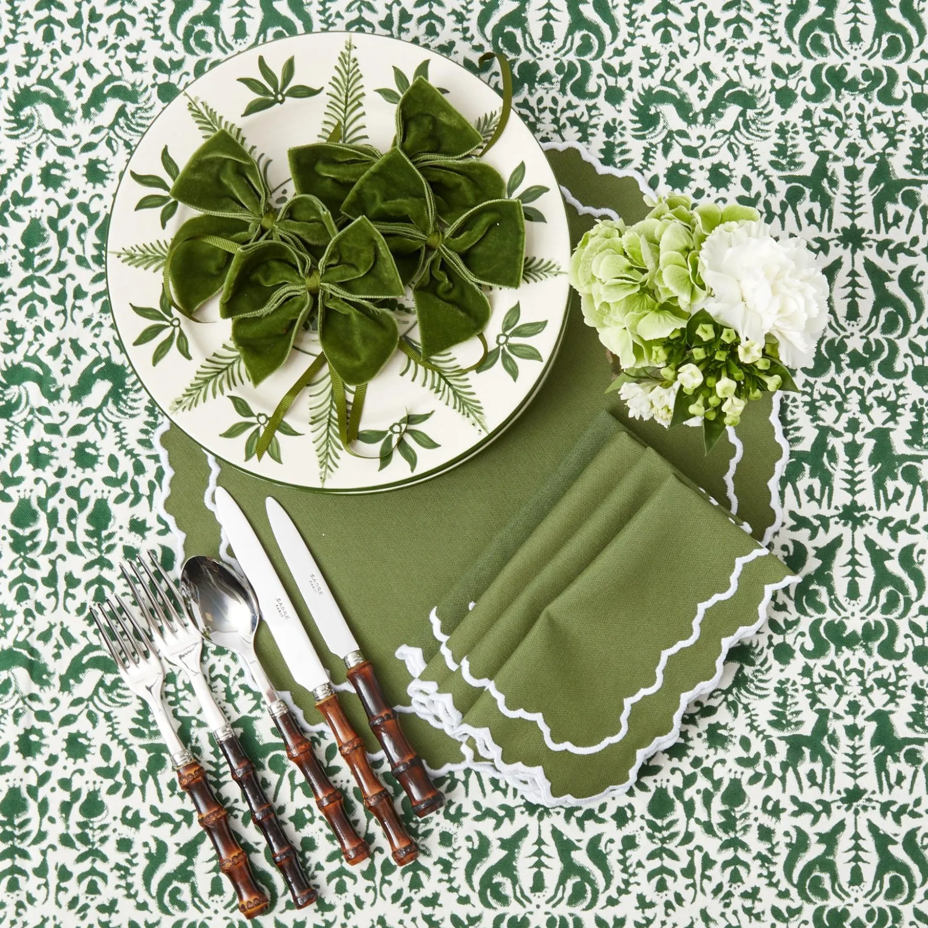 Mrs. Alice Napkins|Beatrice Forest Green Napkins (Set Of 4)
