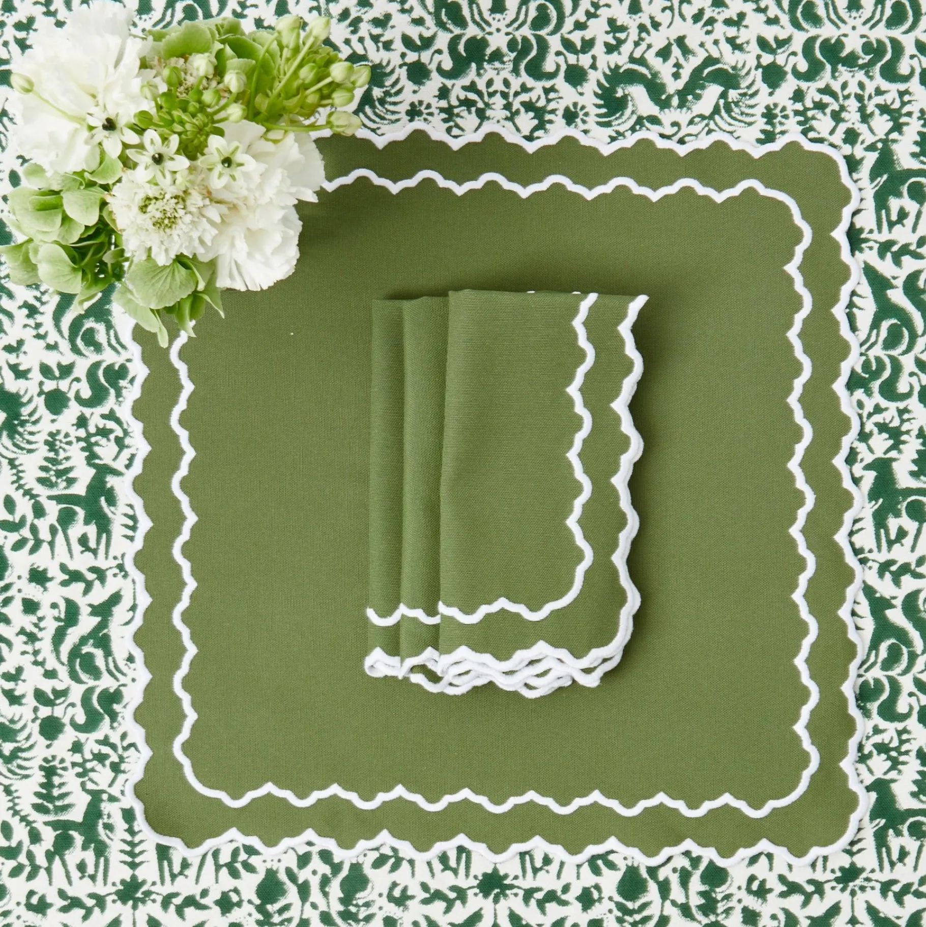 Mrs. Alice Napkins|Beatrice Forest Green Napkins (Set Of 4)