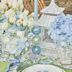 Mrs. Alice Candle Holders|Blue & Green Camille Candle Holder (Pair)