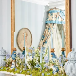 Mrs. Alice Candle Holders|Blue & White Parrot Candle Holder (Pair)