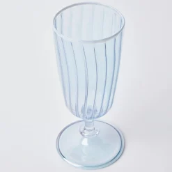 Mrs. Alice Glasses|Blue & White Rim Short Stem Glass (Set Of 4)