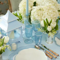 Mrs. Alice Glasses|Blue & White Rim Water Glasses (Set Of 4)