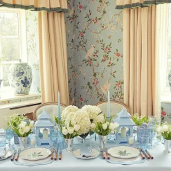 Mrs. Alice Glasses|Blue & White Rim Water Glasses (Set Of 4)