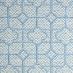 Mrs. Alice Serena Fresson Fabrics|Blue Bamboo Trellis Fabric
