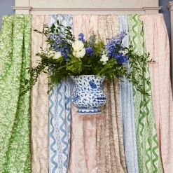 Mrs. Alice Serena Fresson Fabrics|Blue Bamboo Trellis Fabric