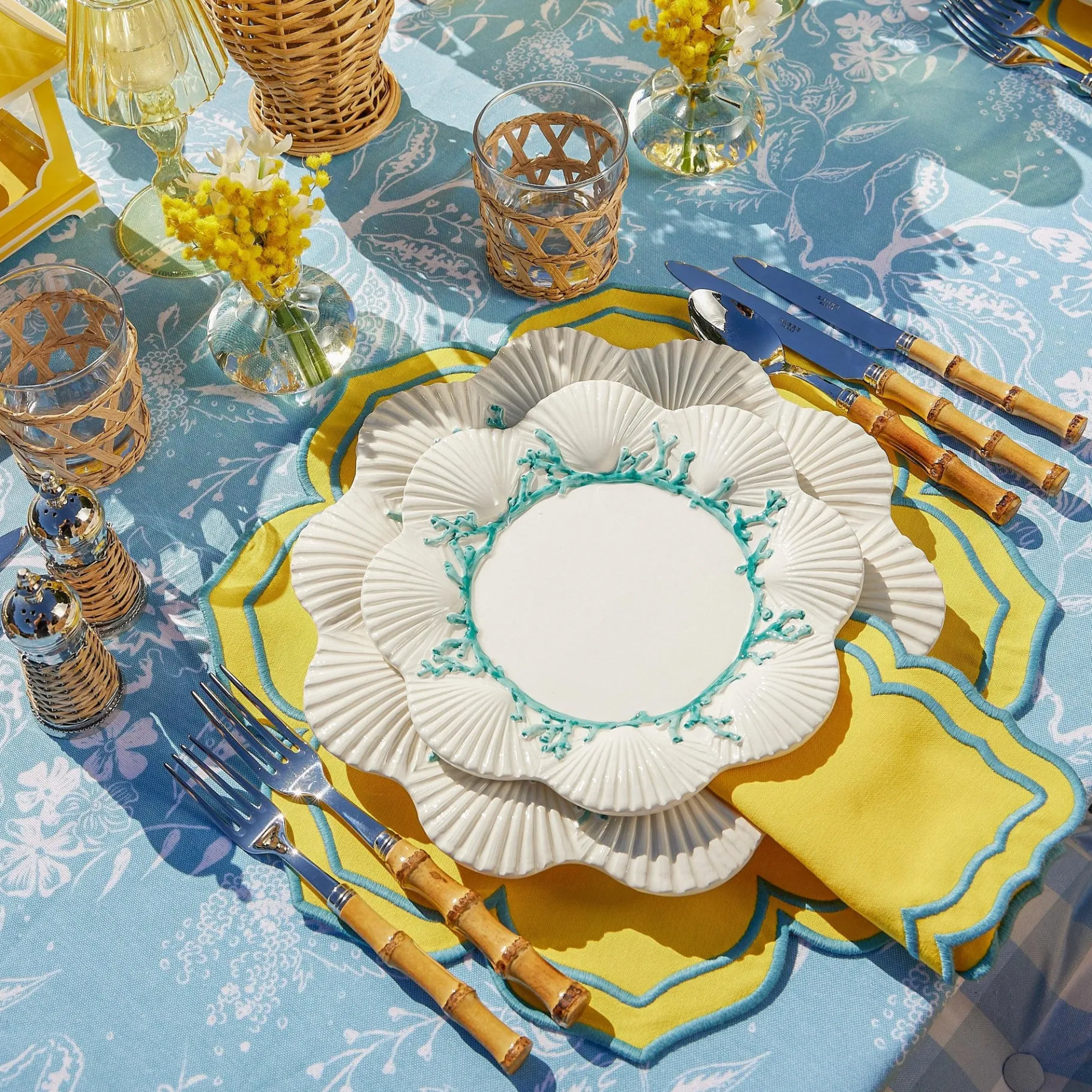 Mrs. Alice Starter Plates|Blue Coral Dinner & Starter Plates (Set Of 8)