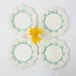 Mrs. Alice Dinner Plates|Blue Coral Dinner Plates (Set Of 4)
