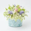 Mrs. Alice Vases|Blue Floral Tole Scalloped Planter