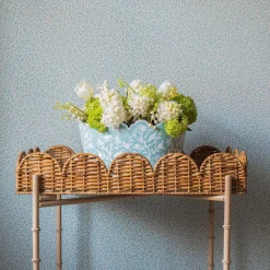 Mrs. Alice Vases|Blue Floral Tole Scalloped Planter