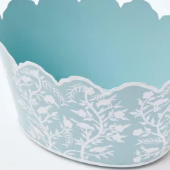 Mrs. Alice Vases|Blue Floral Tole Scalloped Planter