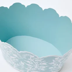 Mrs. Alice Vases|Blue Floral Tole Scalloped Planter