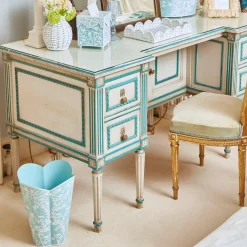 Mrs. Alice Tissue Boxes|Blue Floral Tole Tissue Box