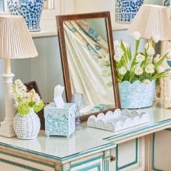 Mrs. Alice Tissue Boxes|Blue Floral Tole Tissue Box