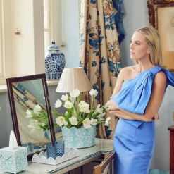 Mrs. Alice Vases|Blue Floral Toleware Set