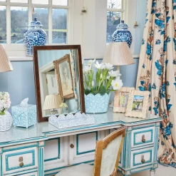 Mrs. Alice Vases|Blue Floral Toleware Set