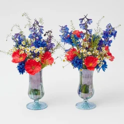 Mrs. Alice Vases|Blue Fluted Vases (Pair)