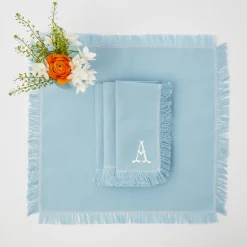 Mrs. Alice Napkins|Blue Fringe Napkins (Set Of 4)