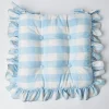 Mrs. Alice Cushions|Blue Gingham Ruffle Seat Pad Cushion