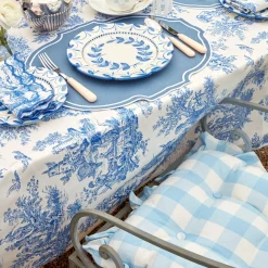 Mrs. Alice Cushions|Blue Gingham Ruffle Seat Pad Cushion
