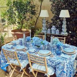 Mrs. Alice Cushions|Blue Gingham Ruffle Seat Pad Cushion