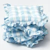 Mrs. Alice Cushions|Blue Gingham Ruffle Seat Pad Cushion (Set Of 4)