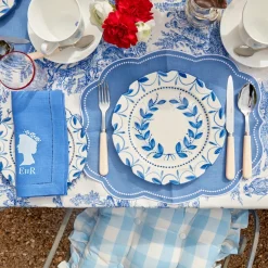 Mrs. Alice Cushions|Blue Gingham Ruffle Seat Pad Cushion (Set Of 4)