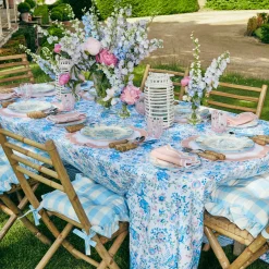 Mrs. Alice Cushions|Blue Gingham Ruffle Seat Pad Cushion (Set Of 4)