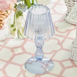Mrs. Alice Pagodas & Lanterns|Blue Glass Lantern Tea Light Holder (Pair) - 18 Cm