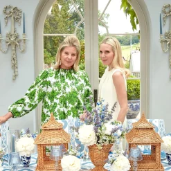 Mrs. Alice Candle Holders|Blue Glass Lantern Tea Light Holders (Pair) - 24Cm