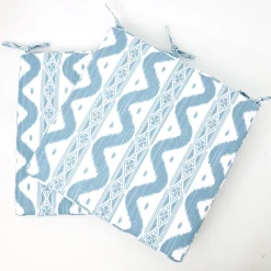 Mrs. Alice Cushions|Blue Ikat Seat Pad Cushion