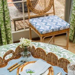 Mrs. Alice Cushions|Blue Ikat Seat Pad Cushion