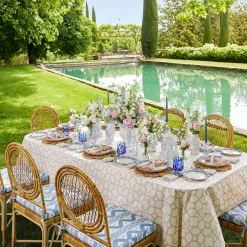 Mrs. Alice Cushions|Blue Ikat Seat Pad Cushion