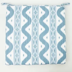 Mrs. Alice Cushions|Blue Ikat Seat Pad Cushion